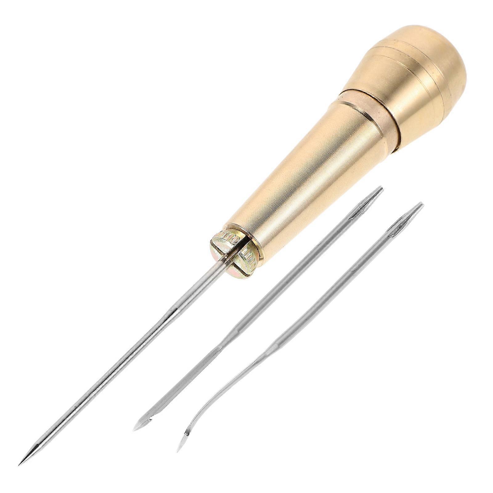 Copper Handle Awl Repair Tool for Shoe Stitching Sewing 1Set