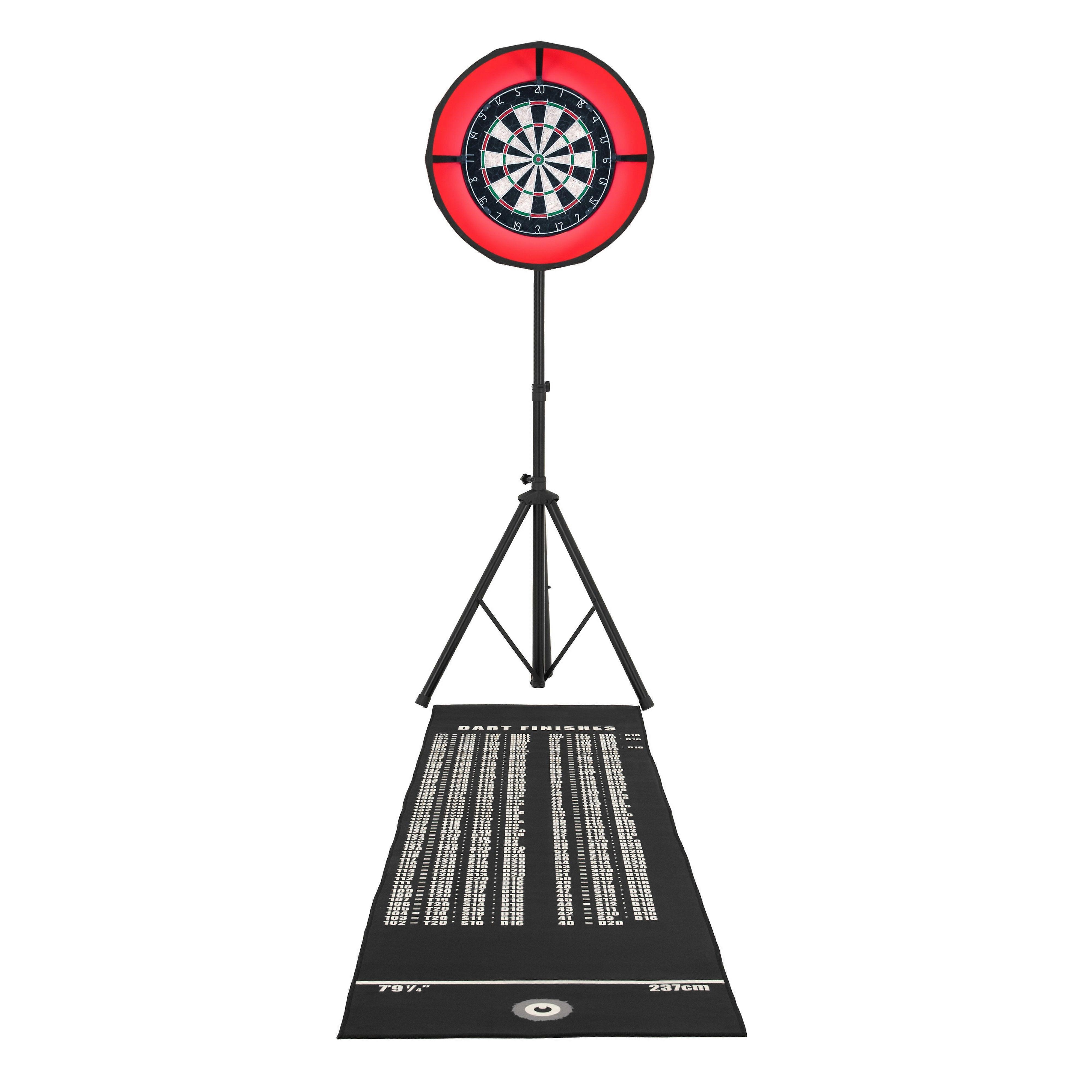 Dart Board Set Bristle Dartboard LED Ring Light Self Healing Surround Mounting Stand Adjustable