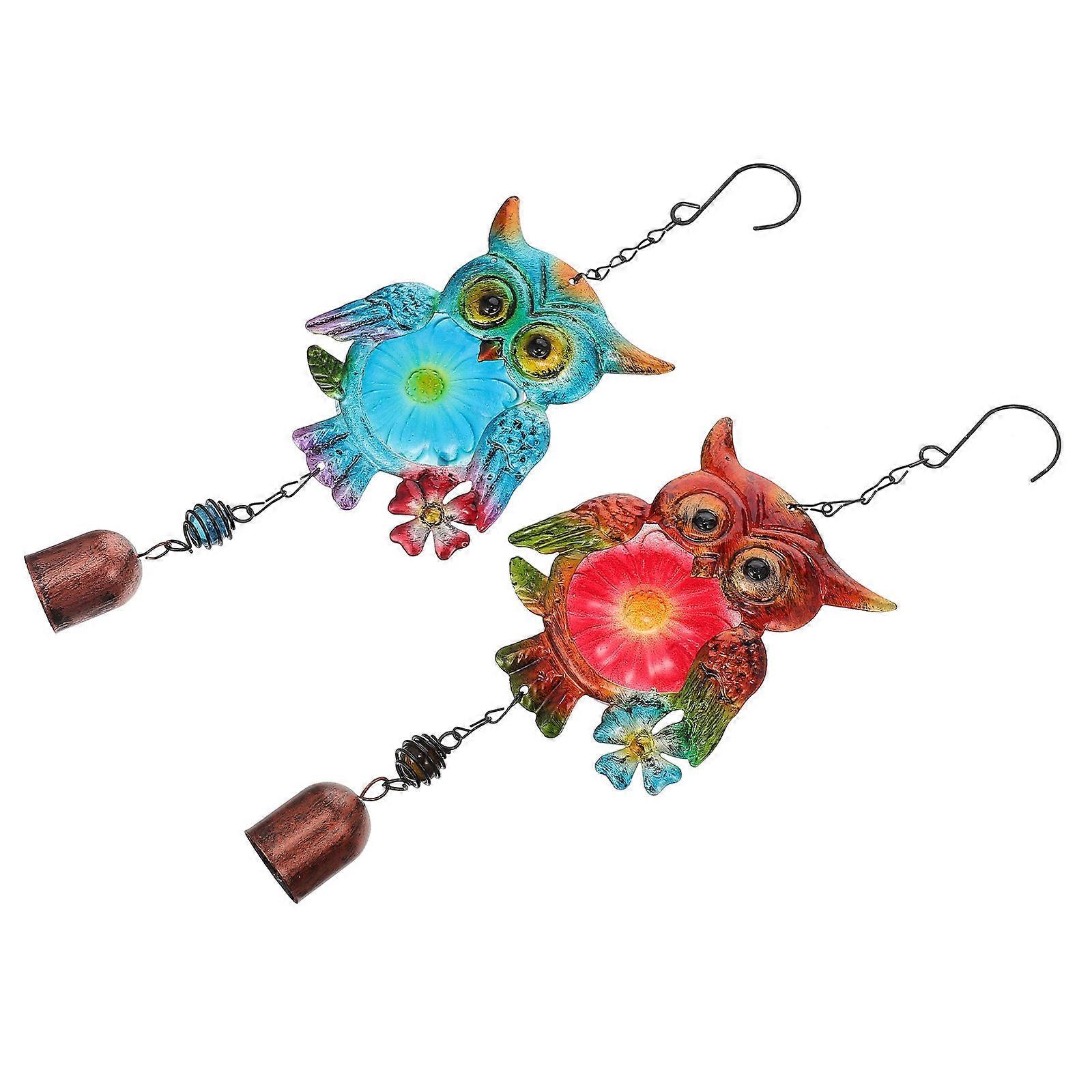 Owl Wind Chimes Creative Owl Bell Pendant for Decoration 2Pcs Set