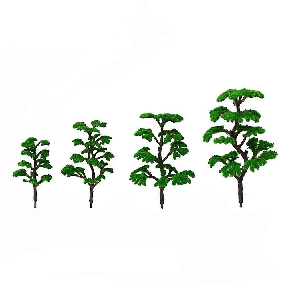 Handmade Materials 12Pcs Artificial Tree Model Set Lifelike Green Plastic Decor for Model Landscape