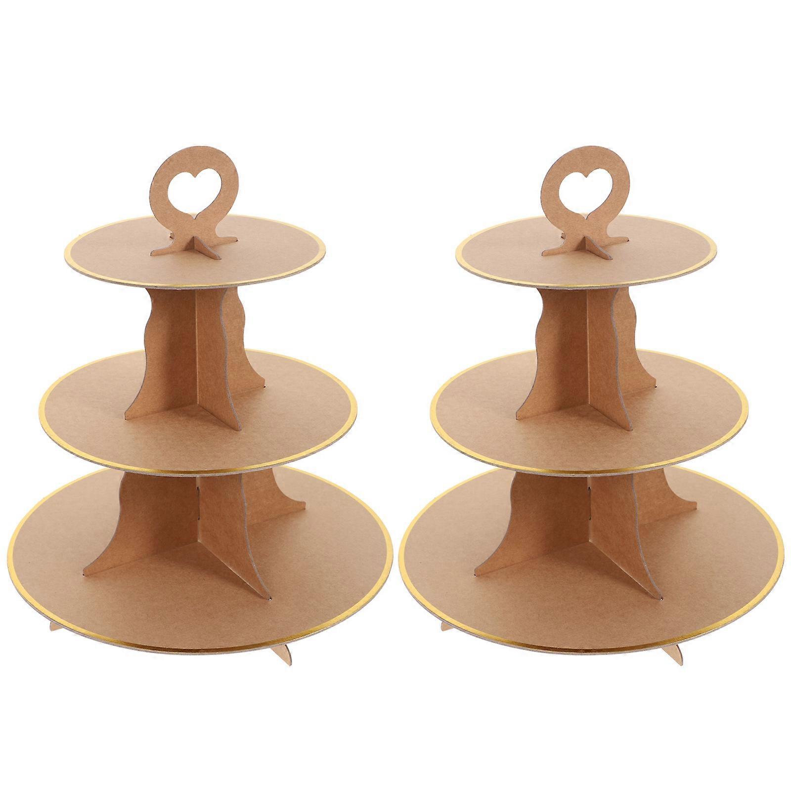 Egg Cake Stand Paper Cupcake Holder for Holding Use 2Pcs Brown Party Display