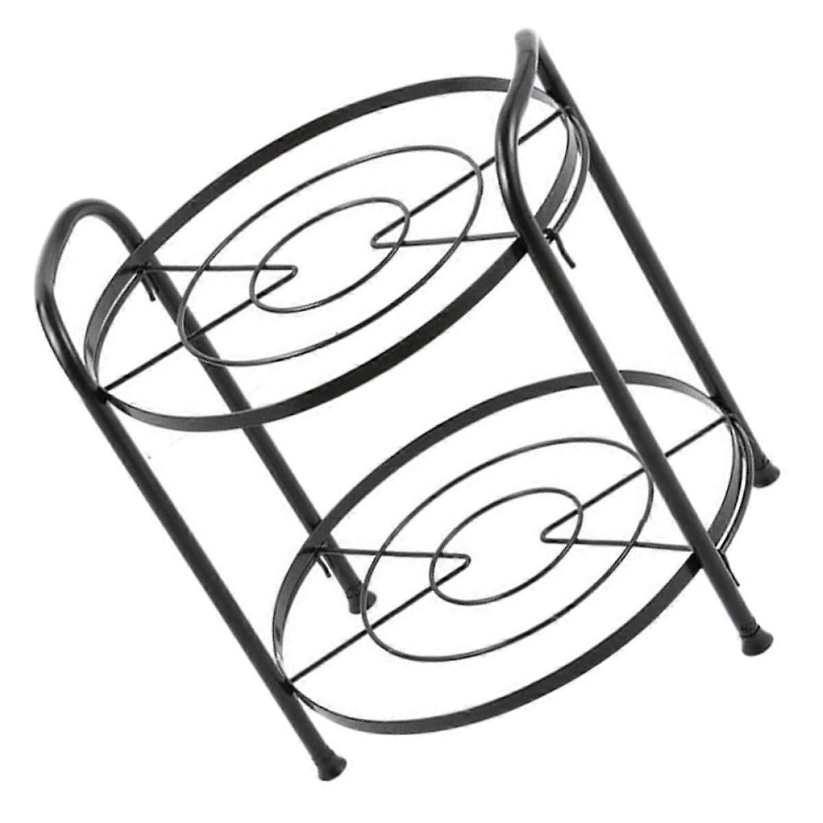 Kitchen Storage Rack TwoLayer Adjustable Pot and Pan Organizer for Cabinet Space Saving Black