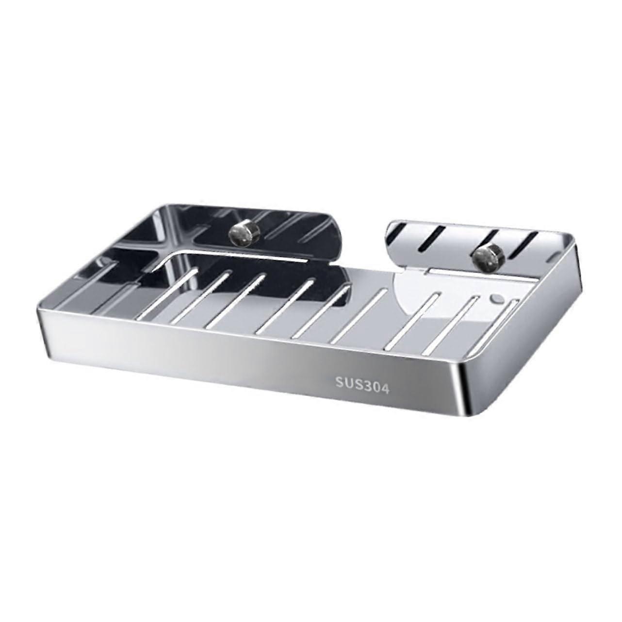 Stainless Steel Soap Dish Wall Mounted RustResistant Draining Holder for Bathroom Sink