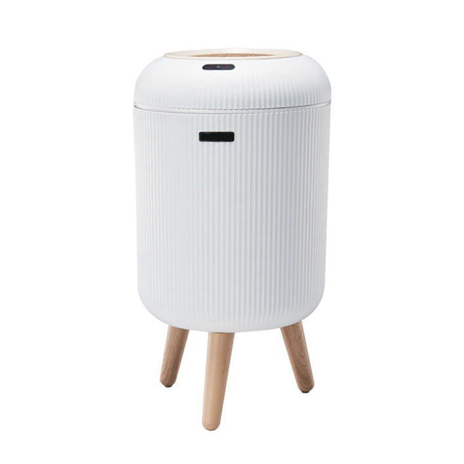 Automatic Sensor Trash Can with Smart Lid, Waterproof Hands Large Capacity for Bathroom Kitchen White