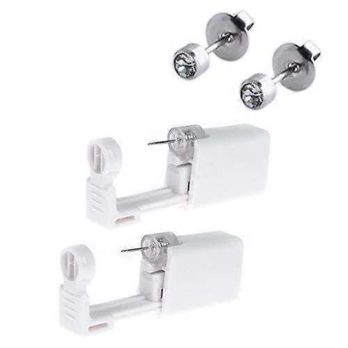 2 Pack Ear Piercing Kit with 4mm Studs, Safe Self Piercing Gun and OneStep Guided Placement