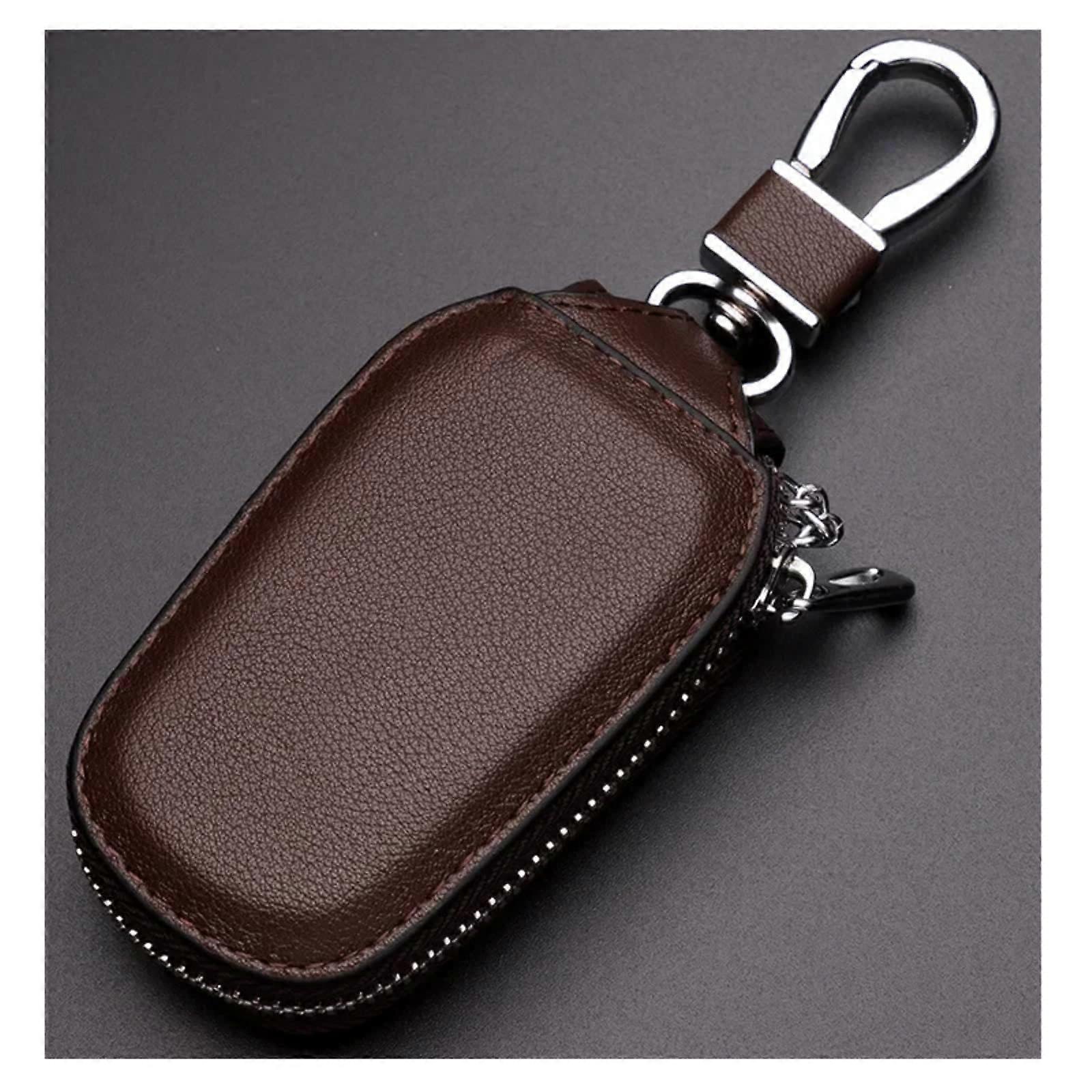 Leather Car Key Case Coffee  Leather Key Holder Bag with ScratchResistant DustProof Design