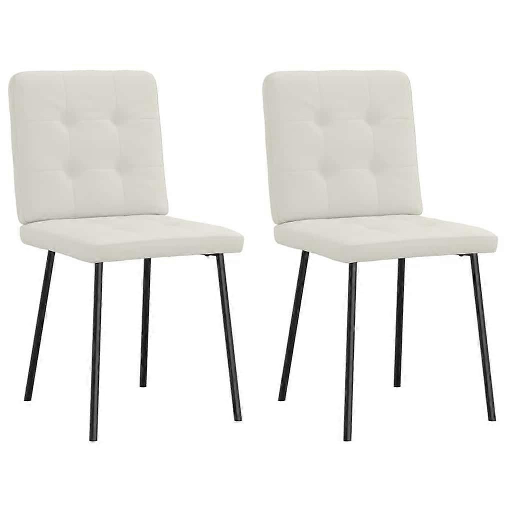 vidaXL Eetkamerstoelen 2 st fluweel crèmekleurig
