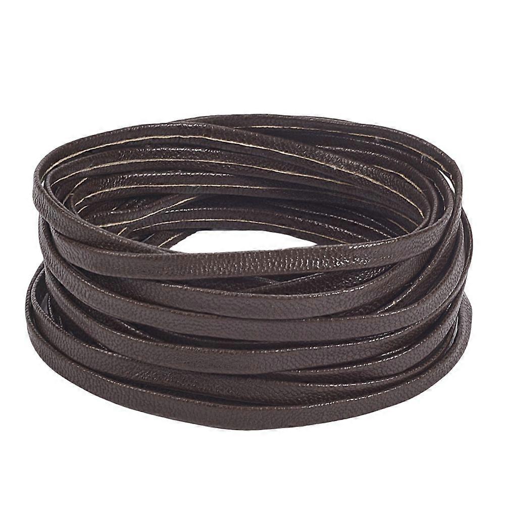 5M Folding PU Leather Flat Cord Coconut Brown 5x1mm 5.47 Yards(5m)/bundle