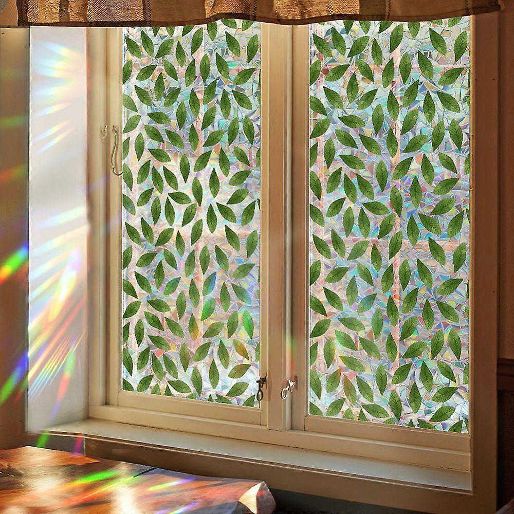 PVC Static Stickers Window Decoration Leaf Pattern Green 430x0.2mm