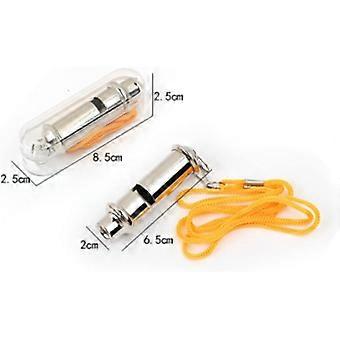 Whistle, 2 Pcs Metal Police Whistle with Lanyard Security Bobby Style Super Loud Emergency for Hike Climb Camp Outdoor, Silver
