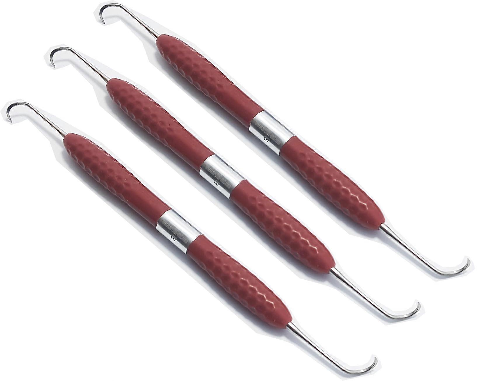 Dental Composite Instruments Set, 3pcs Double Ended Non Stick Tips, Silicone Grip, 17cm Brown