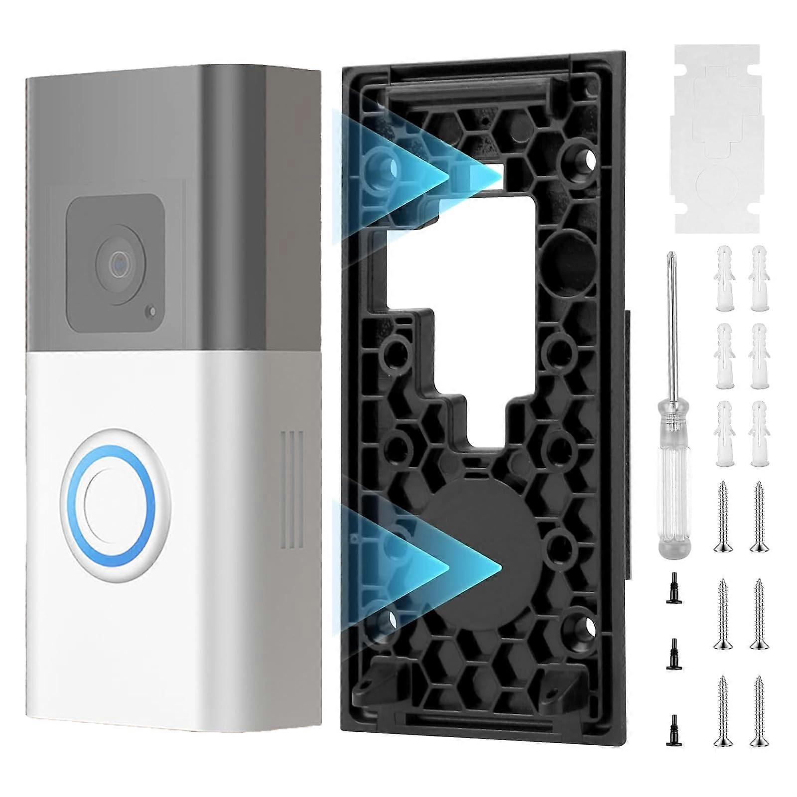 No Drill Mount 3 3Plus4 Pro Weatherproof AntiTheft Holder for Ring Video Doorbell Apartments