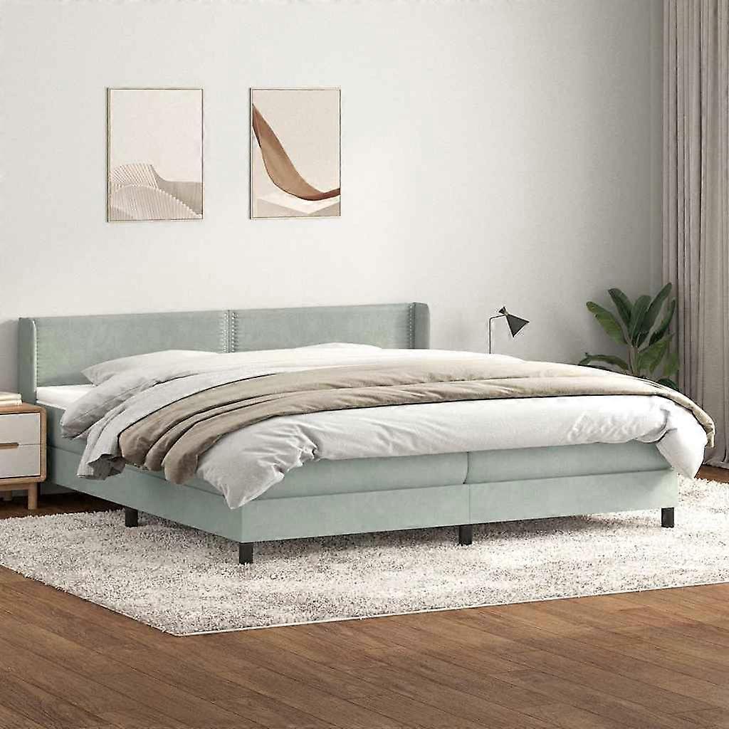 Boxspringbett mit Matratze Hellgrau 180x220 cm Samt