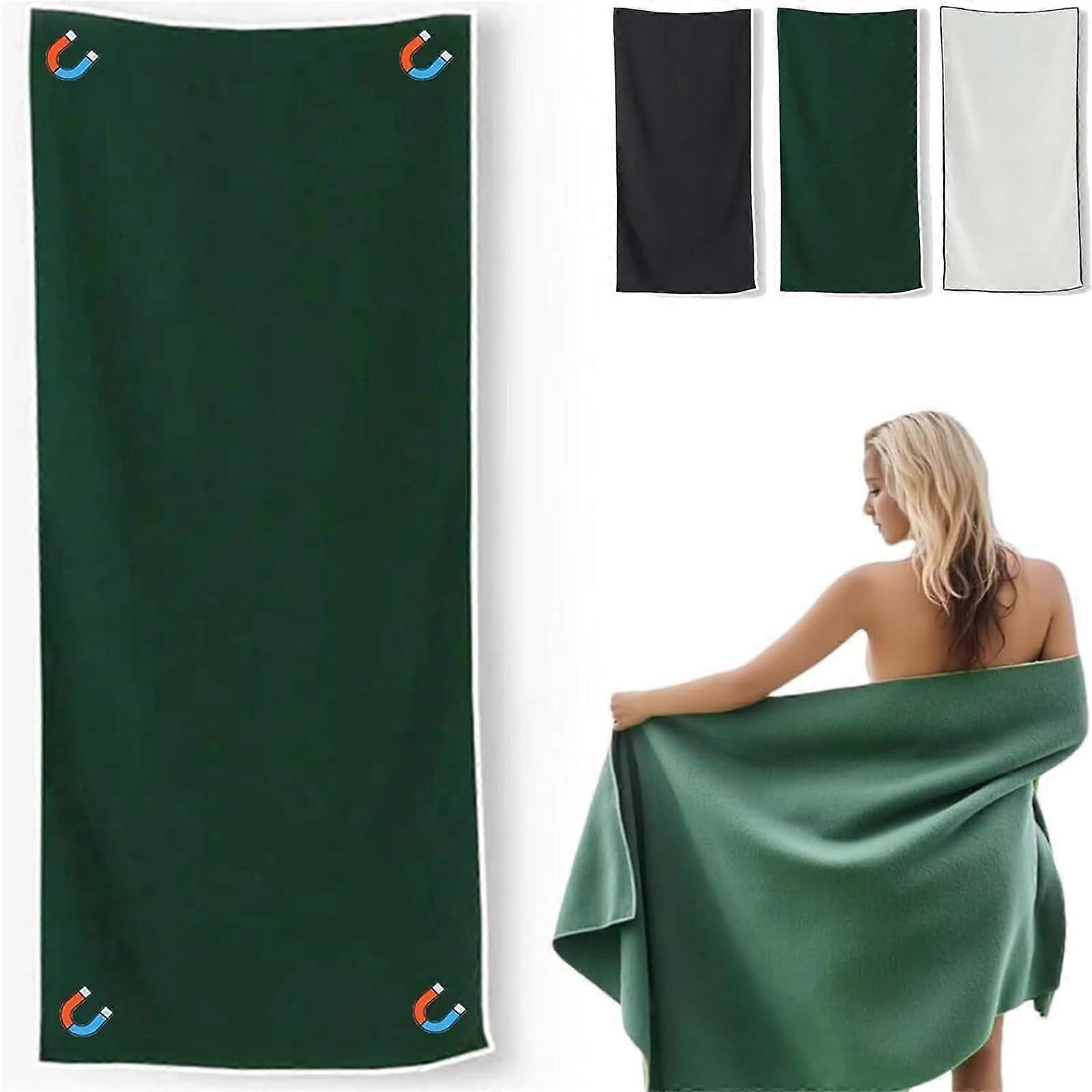 Oversized Quick Dry Beach Towel with Magnetic Closure, Sand Resistant Microfiber, 30'x75' Green