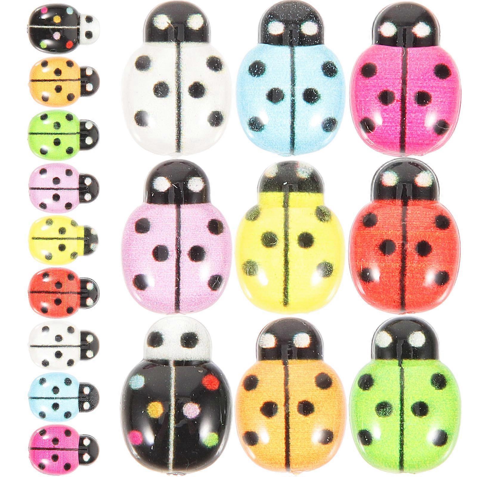 Tiny Ladybug Charm for Crafts Mini Resin 50Pcs Assorted Color Plastic Figurines