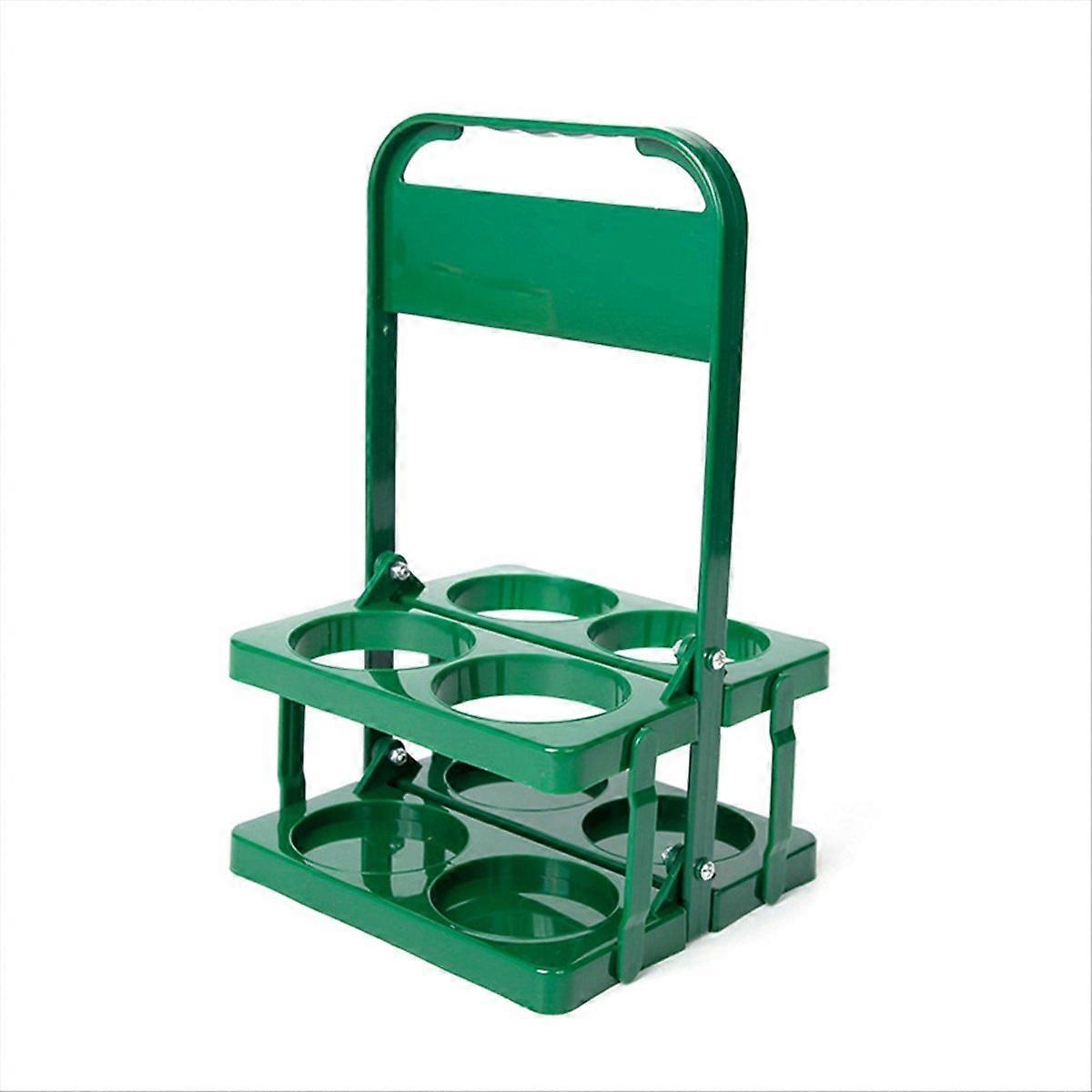 4 Holes Foldable Plastic Beverage Carrier, with Handle Green