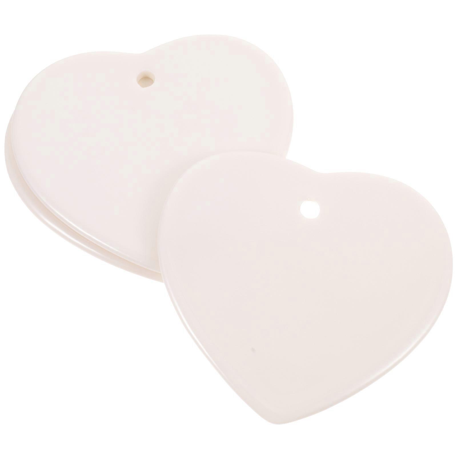 Heart Shaped Ceramic Pendant DIY Decor with Blank Surface 3Pcs Set
