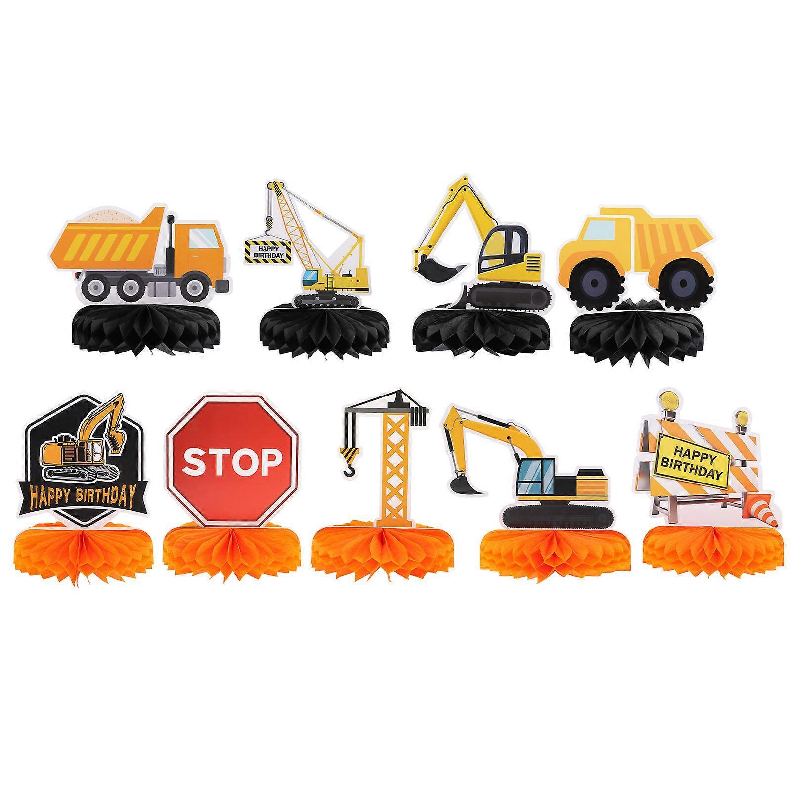 Birthday Party Honeycomb Decorations Engineering Car for Construction 9Pcs