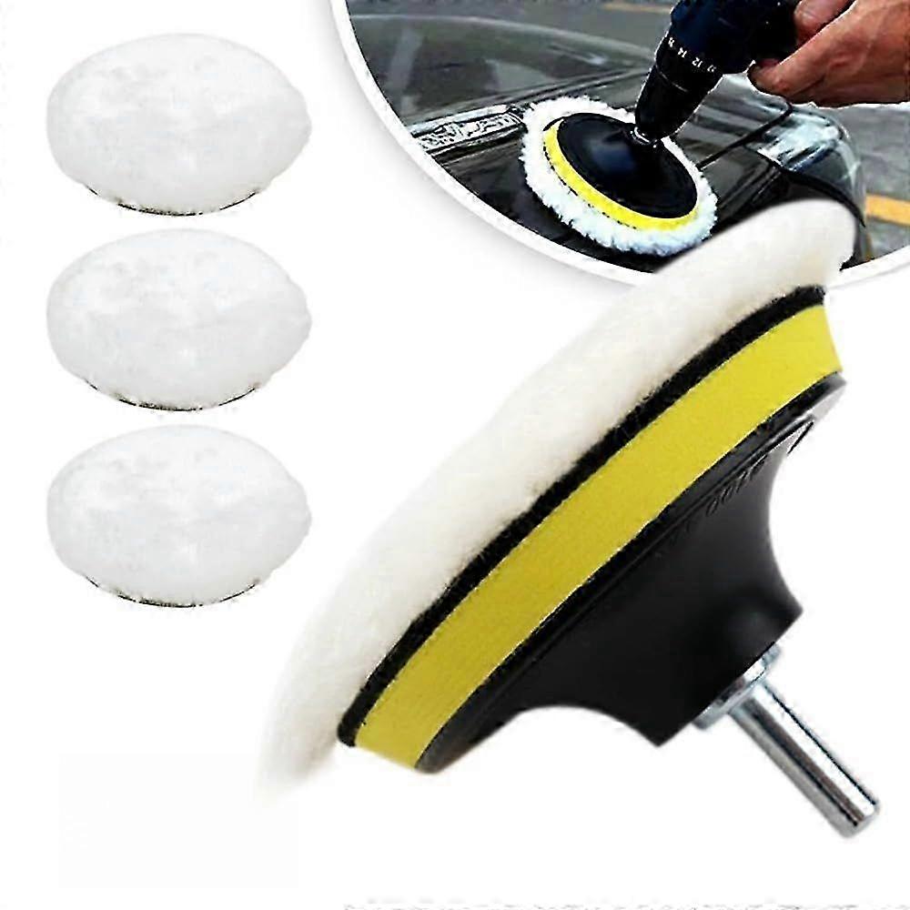 5Pcs 6 Inch Wool Polishing Buffing Pad for Drill Buffer Attachment with M14 Drill Adapter