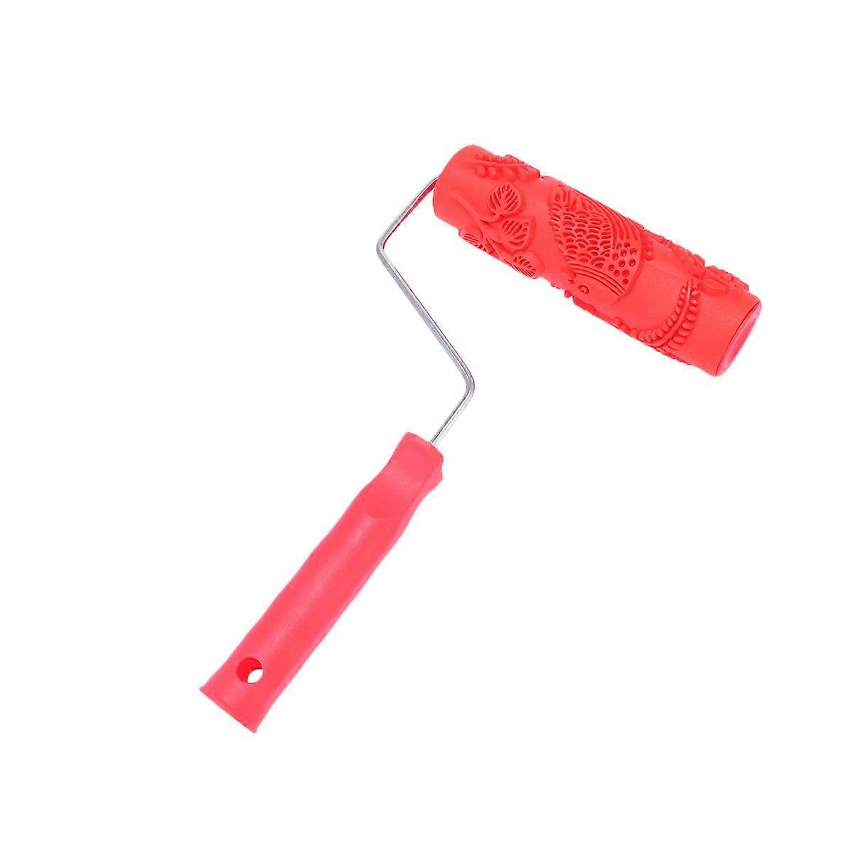 Lovely Birds Pattern Grain Printing Roller Paint Wallpaper Roller Plastic Head Paint Brush Wall Pattern Tool(Red)