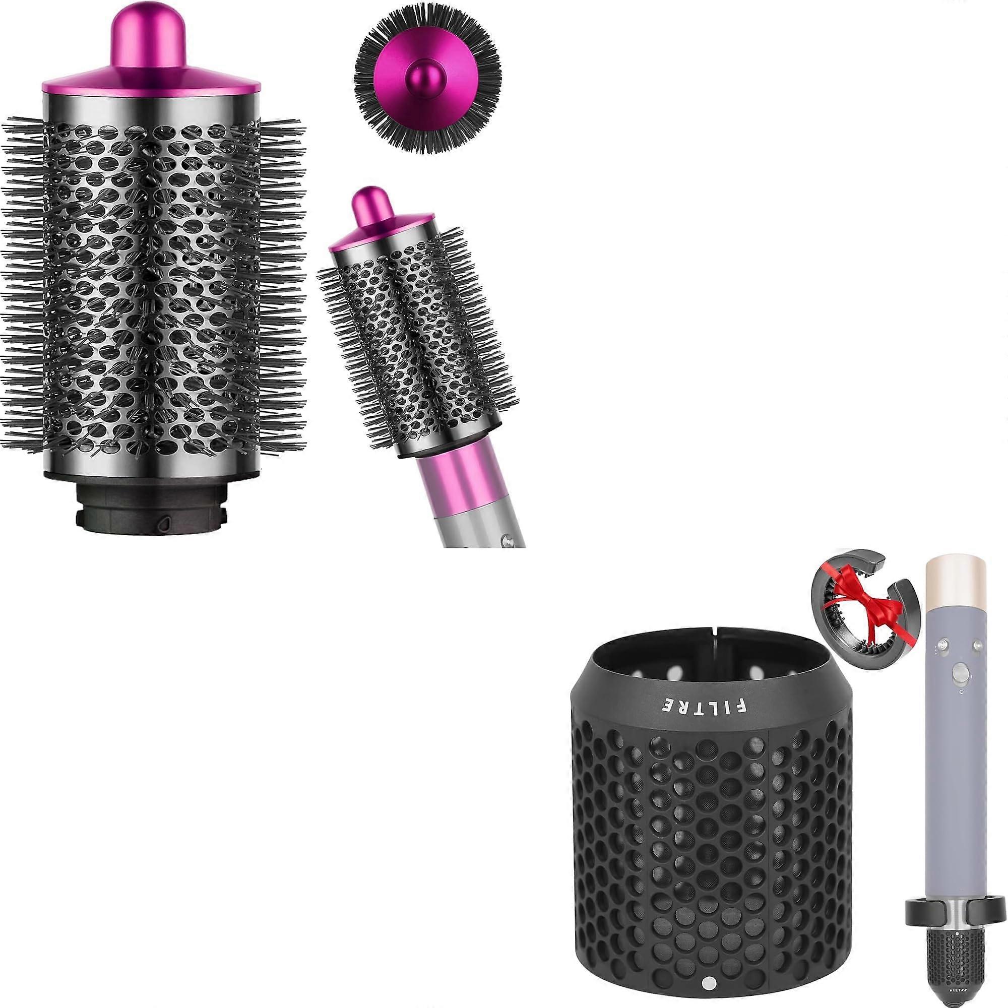 Large Round Volumizing Brush and Outer Filter Cover Replacement Set for Dyson Airwrap