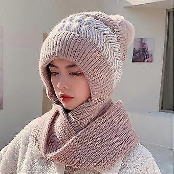 huer til mænd og kvinder vinter løstsiddende strikkede varme huer uldhue tørklæde integreret pulloverhue sød forældre-barn strikket hue beanie huer til mænd