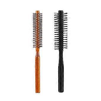 Wooden Handle Nylon Teeth Circular Brush Curly Roller Comb Fluffy Hair Root Straight Hair Multifunctional Comb compatible with Men And Women