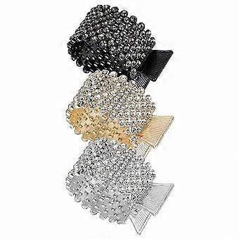3 stk. strass hårklemmer for høy hestehale, små metallhaihårklemmer hestehalespenneholder dekorativt hår