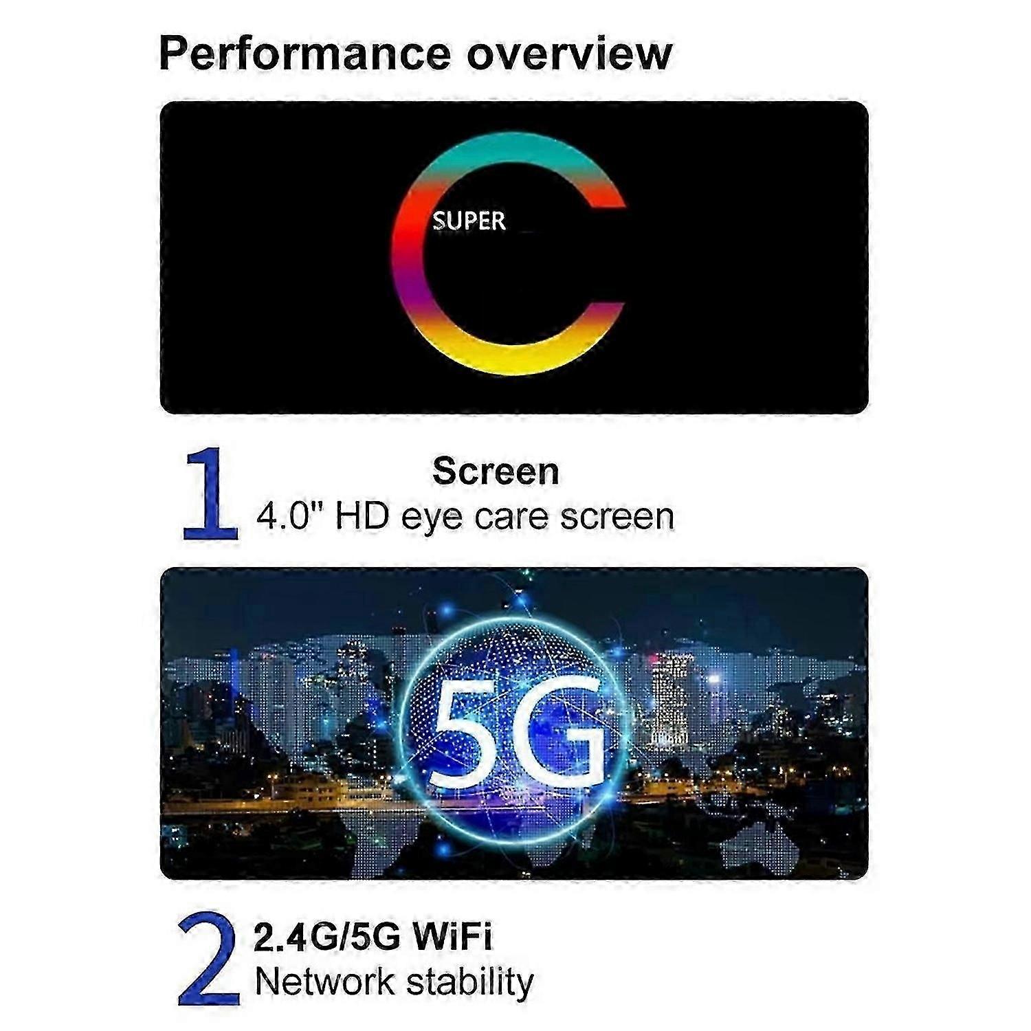 Reprodutor de MP3 compatível com Wi-Fi, Bluetooth 5.0, tela sensível ao toque de 4 polegadas, sistema Android Smart e MP4.