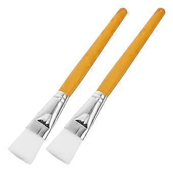 2pcs Wooden Handle Facial Mask Brush Facemask Applicator Brush Professional for Applying Facial Mask Eye Mask or DIY Needs