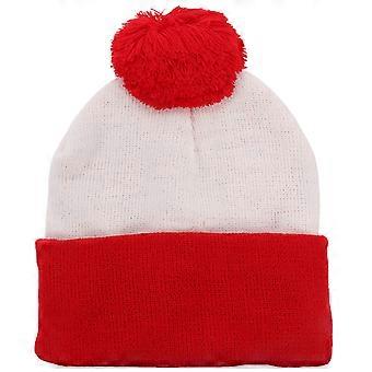 1pc Rouge Blanc Deux Tons Tricot Bonnet d’Hiver Chapeau De Noël Couleur Chapeau de Laine