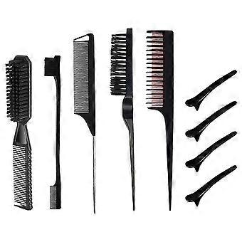 9pcs Multifunctional Hairdresser's Brush Set Tail Comb Teasing Brush Essential Combs compatible with Styling And Grooming Collection