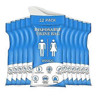 Einweg-Urinbeutel, 12 Stück, 800 ml, für Reisen, für Frauen und Männer, inklusive Kotzbeutel.