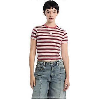 Guess Dame/Dame Stribet Fitted Crop T-shirt