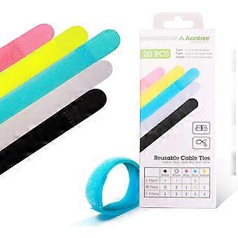 Pakket van 20 herbruikbare koord organizer keeper houder, diverse 3 maten en 5 kleuren
