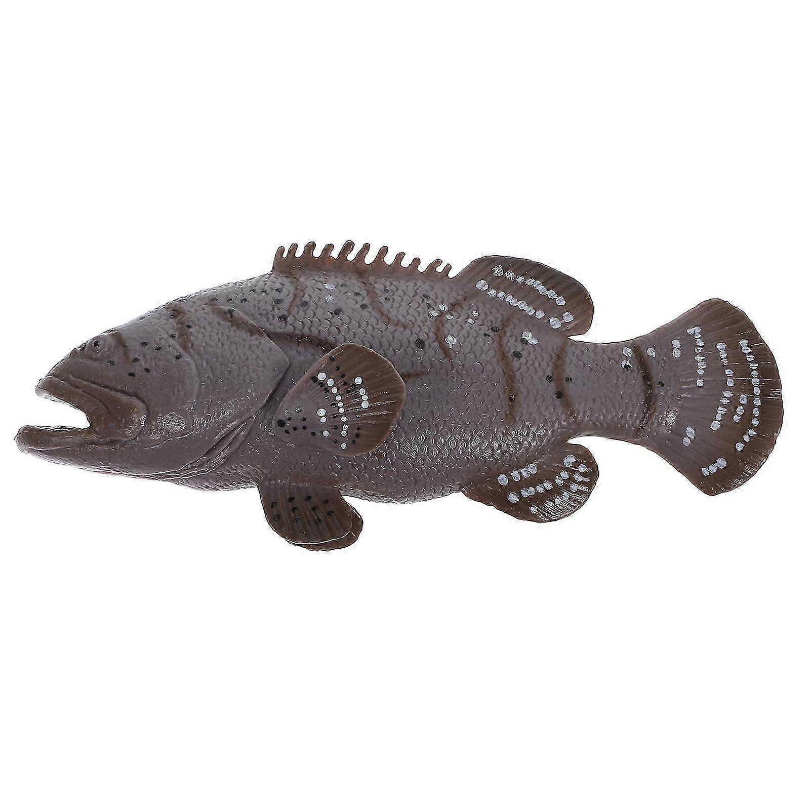 Plastic Grouper Model Fish Figurine for Decoration Light Brown Simulation