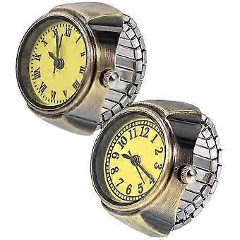 Retro Quartz Finger Watches for Men Women Daily Use, Golden, 2.30X2.00X2.00CM, 2Pcs