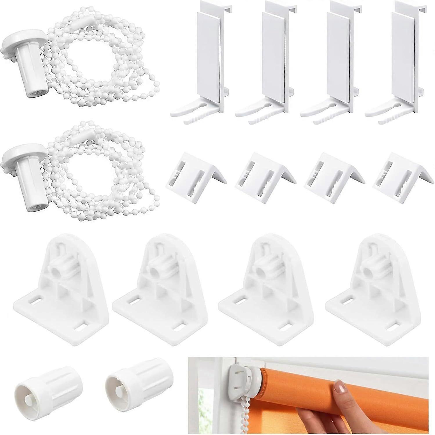 2 Sets Roller Blind Fixing Brackets, 17mm Roller Blind Accessories, Replacement Brackets for Roller Blind Accessories (White)