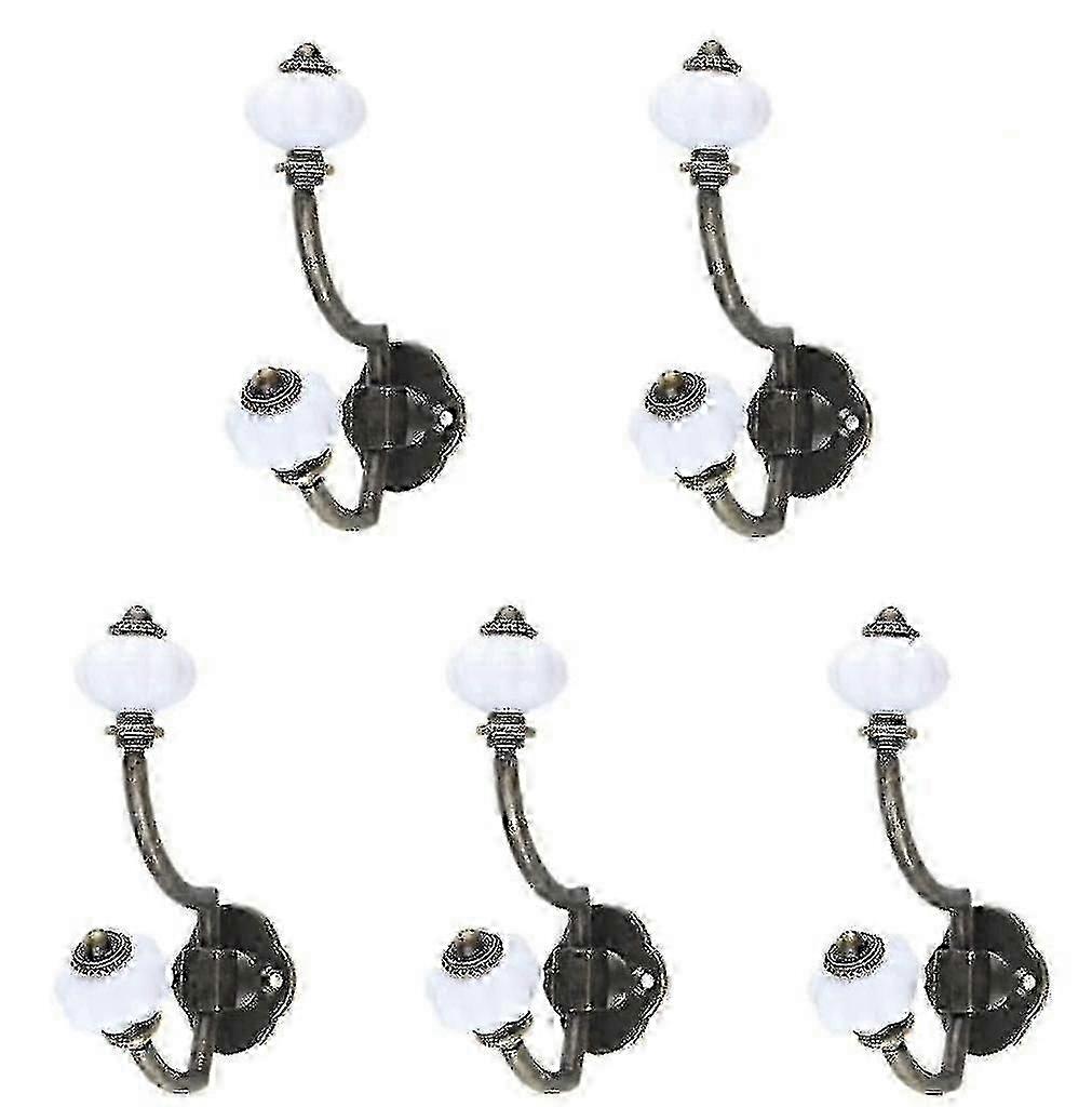 5pcs Retro Ceramic Coat Hooks for Wall Mount