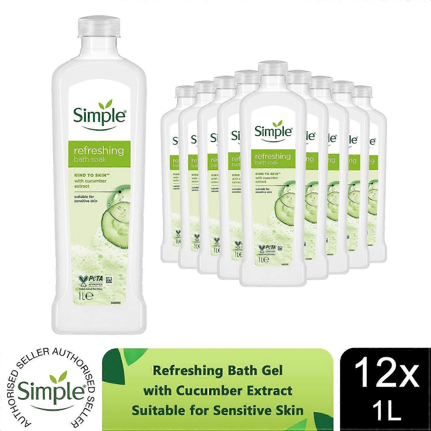 Simple Refreshing Bath Soak Cucumber Extract Sensitive Skin 12 Pack