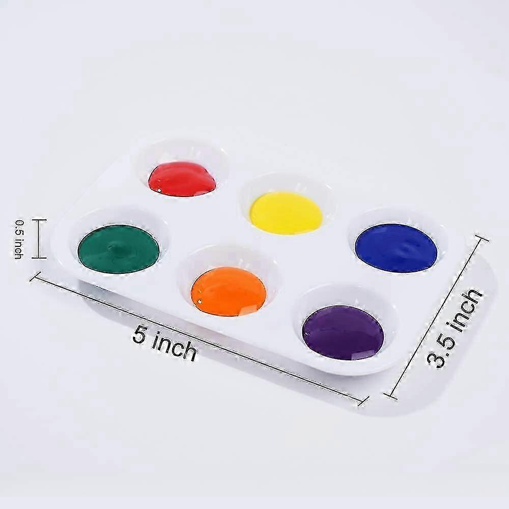 30 Pcs White Plastic Paint Palettes 6 Well Rectangular Watercolor
