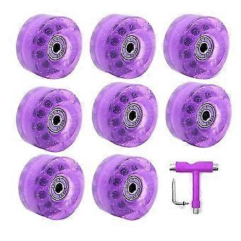 8 Pack 32 x 58mm 82A Roller Skate Wheels with Bearing,with Multi-Function Skateboard Roller Skating Accessories PurpleHP