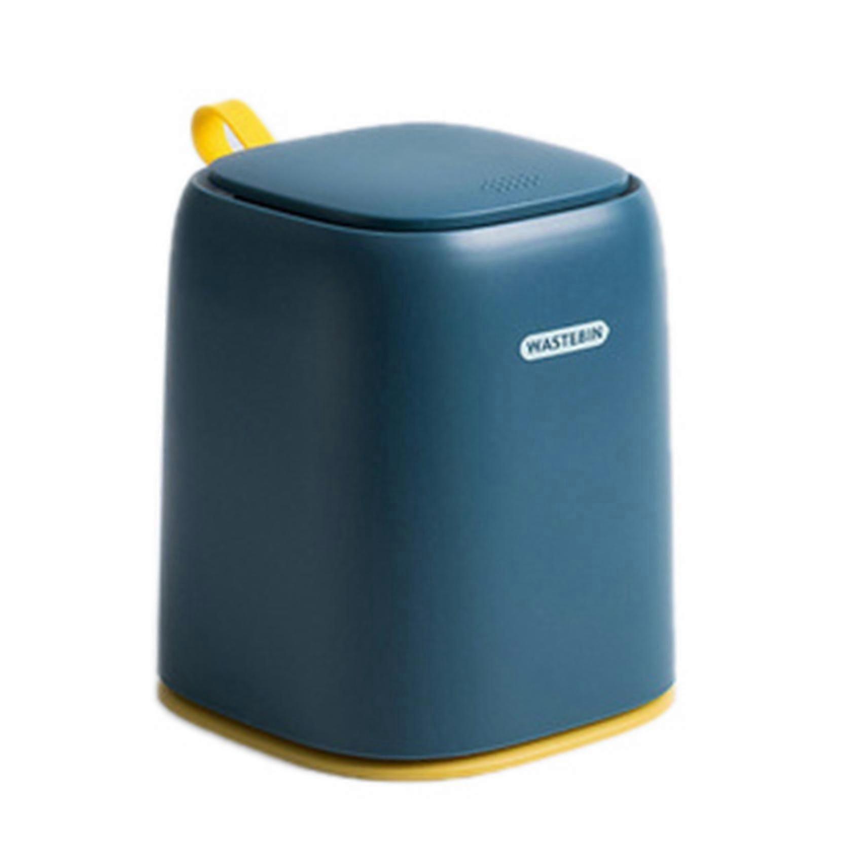 Mini Small Waste Bin Desktop Trash Can Plastic Dustbin -Dark