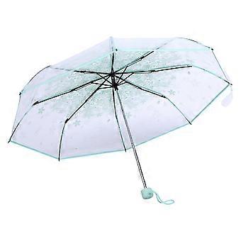 1PC Transparenter Klappschirm Modischer Prinzessin Regenschirm Kirschblüte # Hellgrün