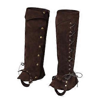 Pirate Boot Tops PU Leather Gaiters Coffee Color Vintage Pirate Style Adjustable Fit for Cosplay