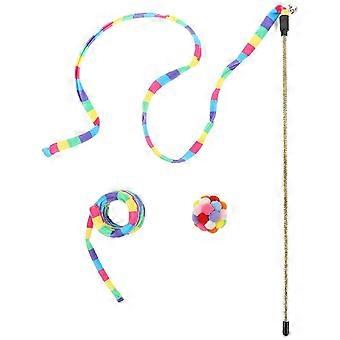 Ensemble de baguettes de jeu pour chat, jouet interactif pour chat en forme de canne à pêche à ficelle avec accessoire pour chats
