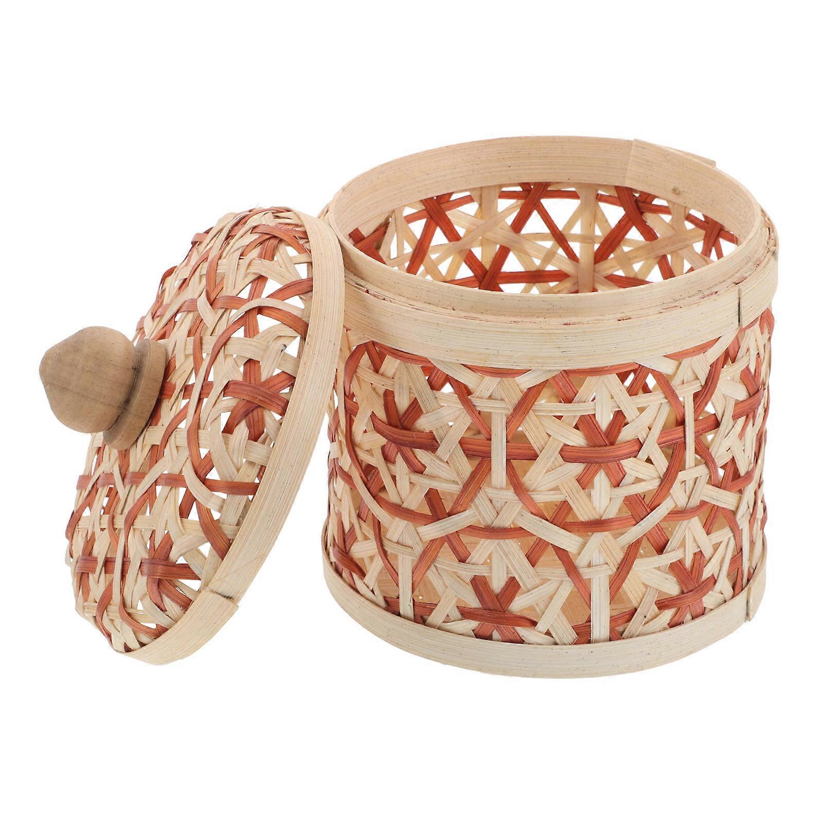 Tea Jar for Storage Use Small Round Bamboo Storage Jar