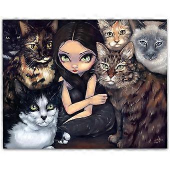 Strangeling ItAll About The Cats Colorful Spiritual Magical Surreal Puzzle CYQL-616