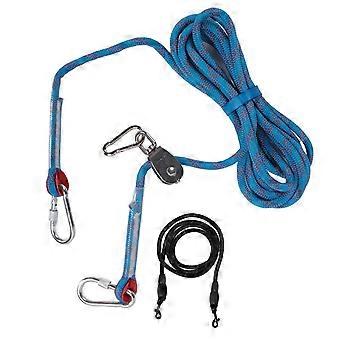 Pet Leash Stainless Steel Nylon Dog Traction Rope Reflective Dog Training Leash with Pulley Buckle for Outdoors Camping Exercise Blue