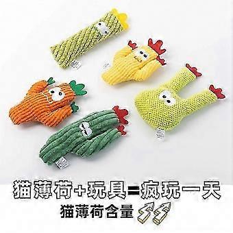 Interactive Teething & Play Cactus Cat Toy, Soft Plush Kitten Toy Filled with 100% Pure Organic Catnip, Without Cotton, for Indoor Cats